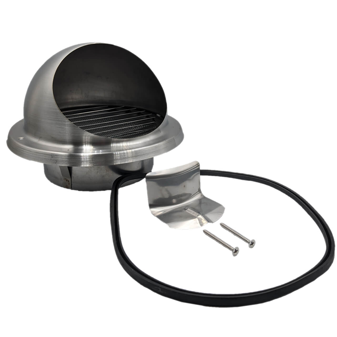 Czerpnia - wyrzutnia ścienna ze stali kwasoodpornej z okapnikiem, średnica fi 150mm